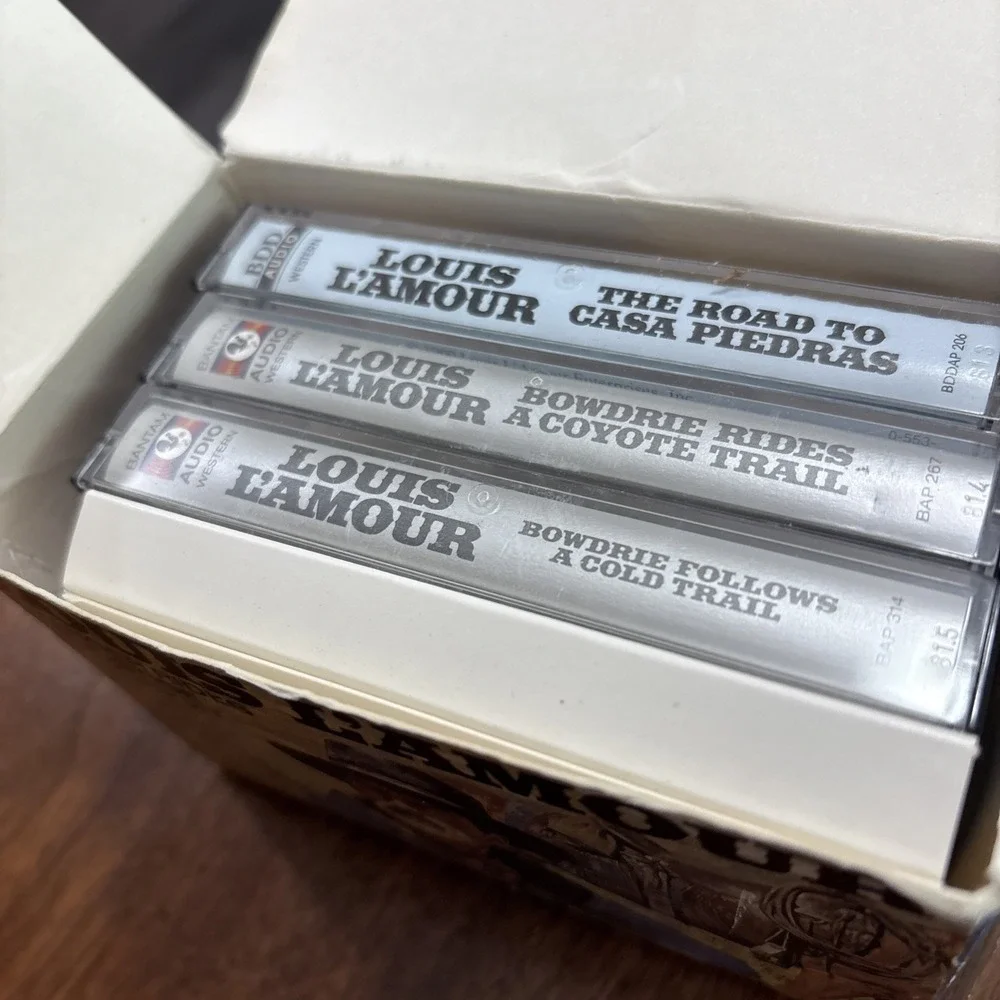 LOUIS L'AMOUR Chick Bowdrie Box Set 3 Cassette Audiobook Ranger Rides 4 Justice
